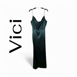 Vici Holiday Emerald Green Satin Dress Size M